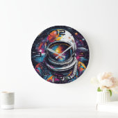 Cosmic Voyager Astronaut Nebula Wall Clock Große Wanduhr (Zuhause)