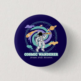 Cosmic Wanderer Astronaut Telescop Button