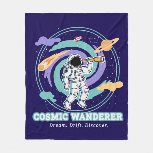 Cosmic Wanderer Astronaut Telescop Fleecedecke (Vorderseite)