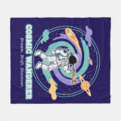Cosmic Wanderer Astronaut Telescop Fleecedecke (Vorderseite (Horizontal))