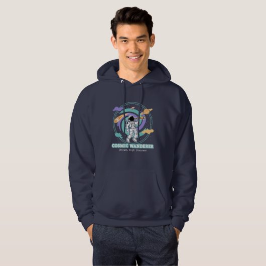 Cosmic Wanderer Astronaut Telescop Hoodie (Vorne ganz)