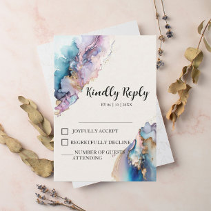 Cosmic Watercolor Wedding RSVP Cards Einladung