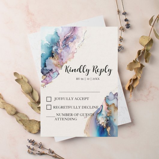 Cosmic Watercolor Wedding RSVP Cards Einladung