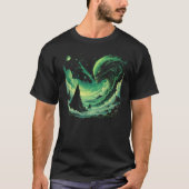 Cosmic Wave T-Shirt: Glowing Green alien Art T-Shirt (Vorderseite)
