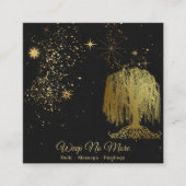 *~* Cosmic - Weeping Willow Tree Gold Universe Quadratische Visitenkarte (Vorderseite)