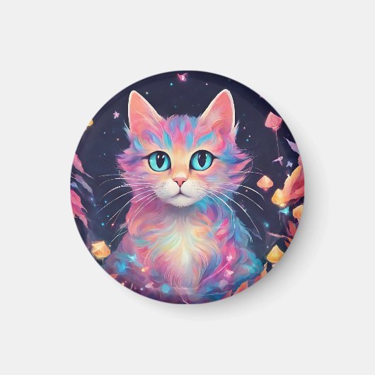 Cosmic Whiskers - Katzenmalerei Magnet (Vorne)