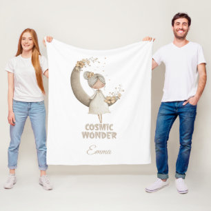 Cosmic Wonder Fairy Moon Personalisierter Name Fleecedecke