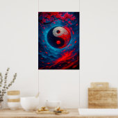 Cosmic Yin Yang mit Kirschblüten Fantasie Poster (Küche)
