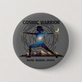 Cosmic Yoga Warrior | Galaxy Body Pose Button (Vorderseite)