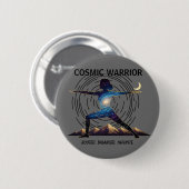Cosmic Yoga Warrior | Galaxy Body Pose Button (Vorne & Hinten)