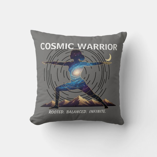 Cosmic Yoga Warrior | Galaxy Body Pose Kissen (Vorderseite)