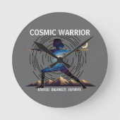 Cosmic Yoga Warrior | Galaxy Body Pose (NO NUMBERS Runde Wanduhr (Vorderseite)