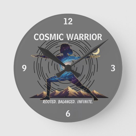 Cosmic Yoga Warrior - Galaxy Body Pose Runde Wanduhr (Vorderseite)