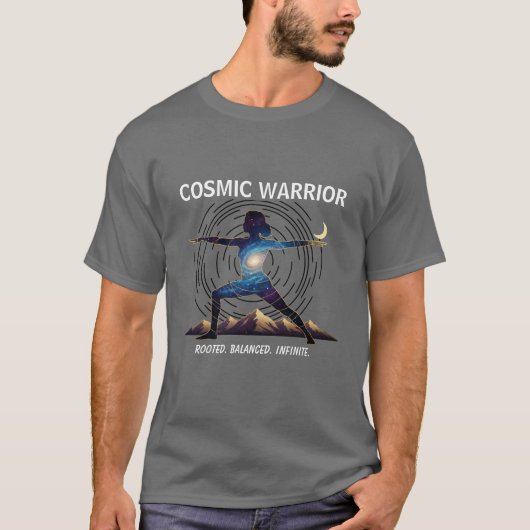 Cosmic Yoga Warrior | Galaxy Body Pose T-Shirt (Vorderseite)
