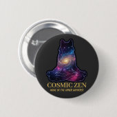 Cosmic Zen Wolf – Meditating Galaxy Spirit Animal Button (Vorne & Hinten)