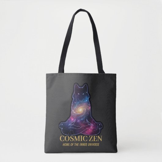 Cosmic Zen Wolf | Meditating Galaxy Spirit Animal Tasche (Vorderseite)