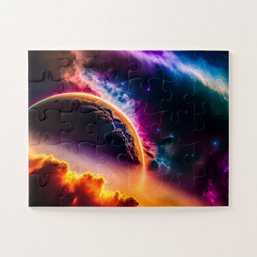 Cosmische farbenfrohe Wolken mit Fun Planet Landsc Puzzle (Horizontal)