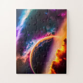 Cosmische farbenfrohe Wolken mit Fun Planet Landsc Puzzle (Vertikal)