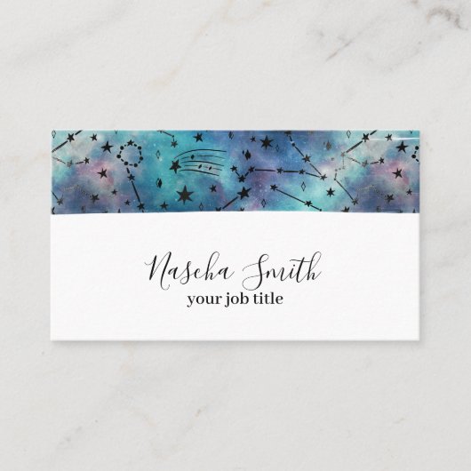 Cosmische Sternenkonstellation Wasserfarbe Moderne Visitenkarte (Vorderseite)