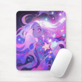Cosmisches Rosa und Lila Anime-Girl Mousepad (Mit Mouse)