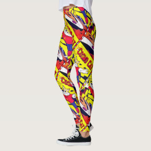 Cosmo Cat No.5, Funny Vintage Comic Book Cover Leggings