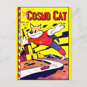 Cosmo Cat No.5, Funny Vintage Comic Book Cover Postkarte