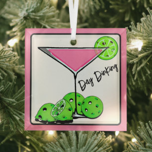 Cosmo Cocktail am Tag, Pickleball Limes Ornament Aus Glas