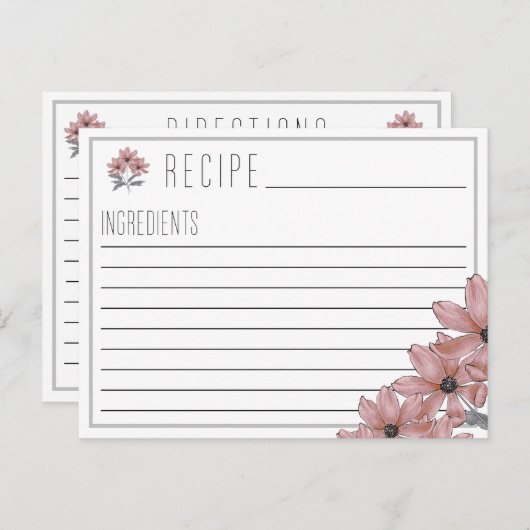 Cosmo Floral Rezept Card Ankündigungspostkarte (Vorne/Hinten)