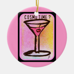 COSMO ZEIT-ROSA-MARTINI-DRUCK KERAMIKORNAMENT