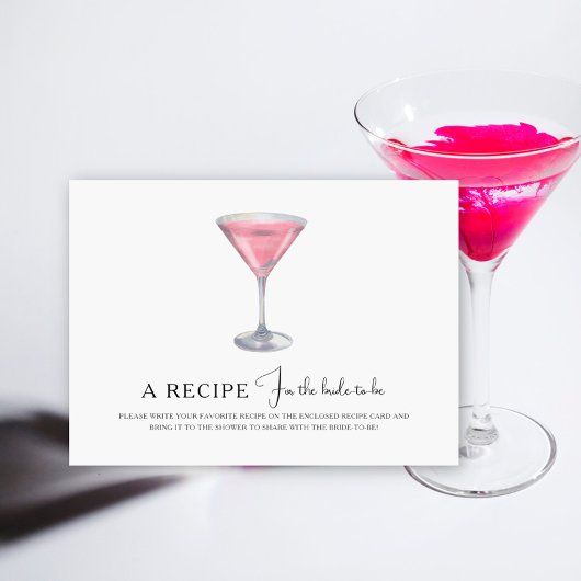 Cosmopolitan cocktail Bridal shower Recipe Begleitkarte