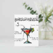 Cosmopolitan Cocktail Rezept Postkarte (Stehend Vorderseite)