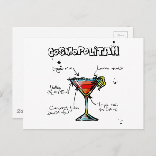 Cosmopolitan Cocktail Rezept Postkarte (Vorne/Hinten)