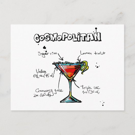 Cosmopolitan Cocktail Rezept Postkarte (Vorderseite)