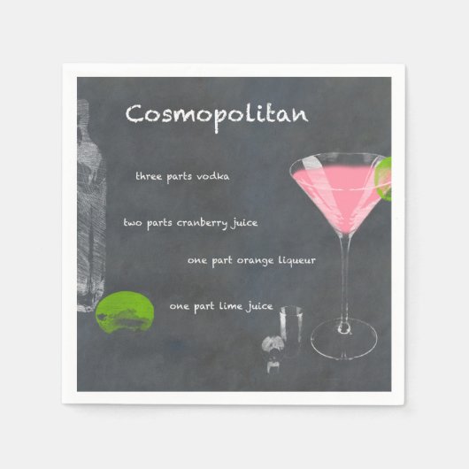 Cosmopolitan Cocktail Rezept Serviette (Vorderseite)