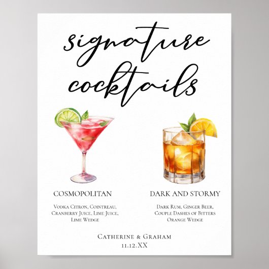 Cosmopolitan Dark Stormy Signature Cocktails Menu Poster (Vorne)