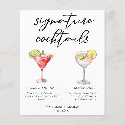 Cosmopolitan Lemon Drop Signature Cocktails Menü (Vorderseite)
