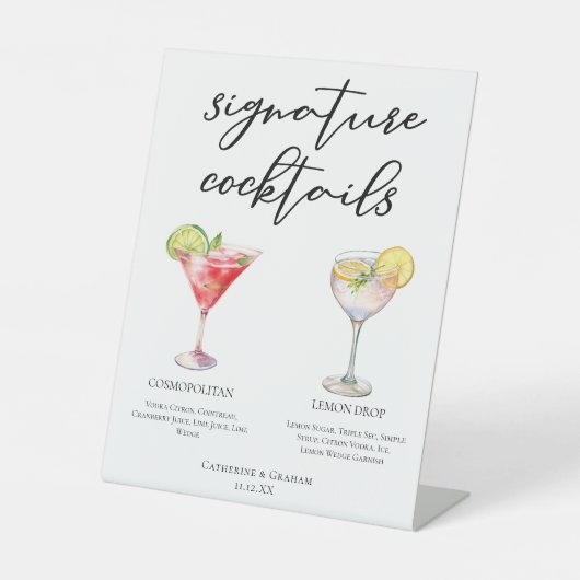 Cosmopolitan Lemon Drop Signature Cocktails Menü Sockelschild (Vorderseite)