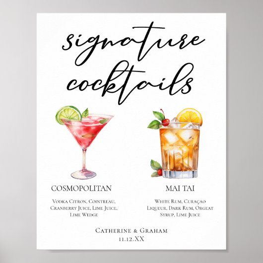 Cosmopolitan Mai Tai Signature Cocktails Menü Poster (Vorne)
