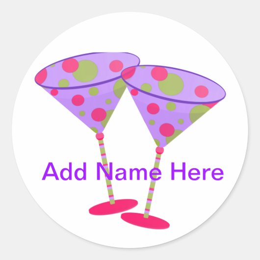 Cosmopolitan Martini Party Time ! Runder Aufkleber (Vorderseite)