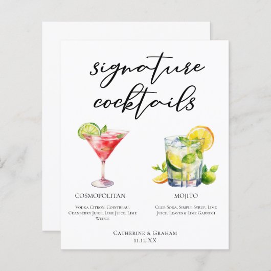 Cosmopolitan Mojito Signature Cocktails Menü (Vorne/Hinten)