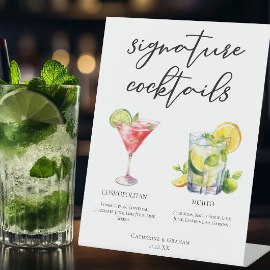 Cosmopolitan Mojito Signature Cocktails Menü Sockelschild