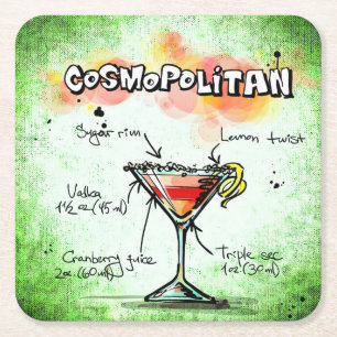 COSMOPOLITAN-Rezept Rechteckiger Pappuntersetzer