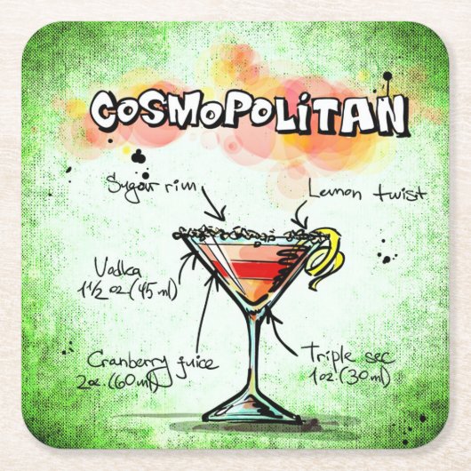 COSMOPOLITAN-Rezept Rechteckiger Pappuntersetzer (Vorderseite)