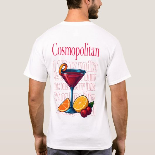 Cosmopolitan T-Shirt – Chic Pink Martini Cocktail (Rückseite)