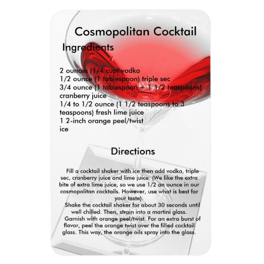 Cosmopoliter Cocktail Drink Rezept Magnet (Vertikal)