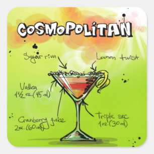 Cosmopoliter Cocktail Quadratischer Aufkleber