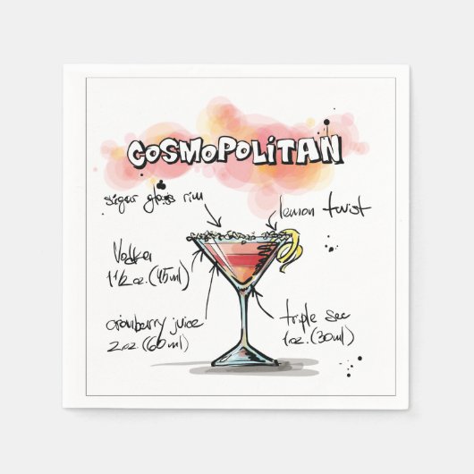 Cosmopoliter Drink Rezept Cocktail Napkin Serviette (Vorderseite)