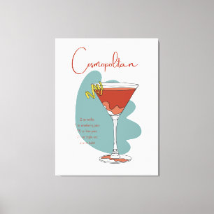 Cosmopolitische Cocktailkunst Print   Stilvolle Wa Leinwanddruck