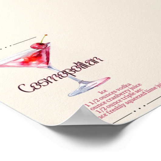 Cosmopolitische Kunstdrucke | Bar Deco Cocktail Po Poster (Ecke)