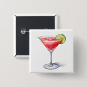 Cosmopolitischer Cocktail Drink Button (Vorne & Hinten)